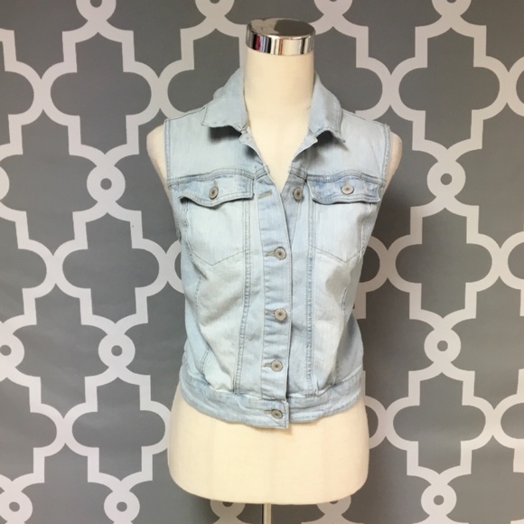 Mossimo Supply Co. Jackets & Blazers - Mossimo Distressed Light Wash Denim Vest